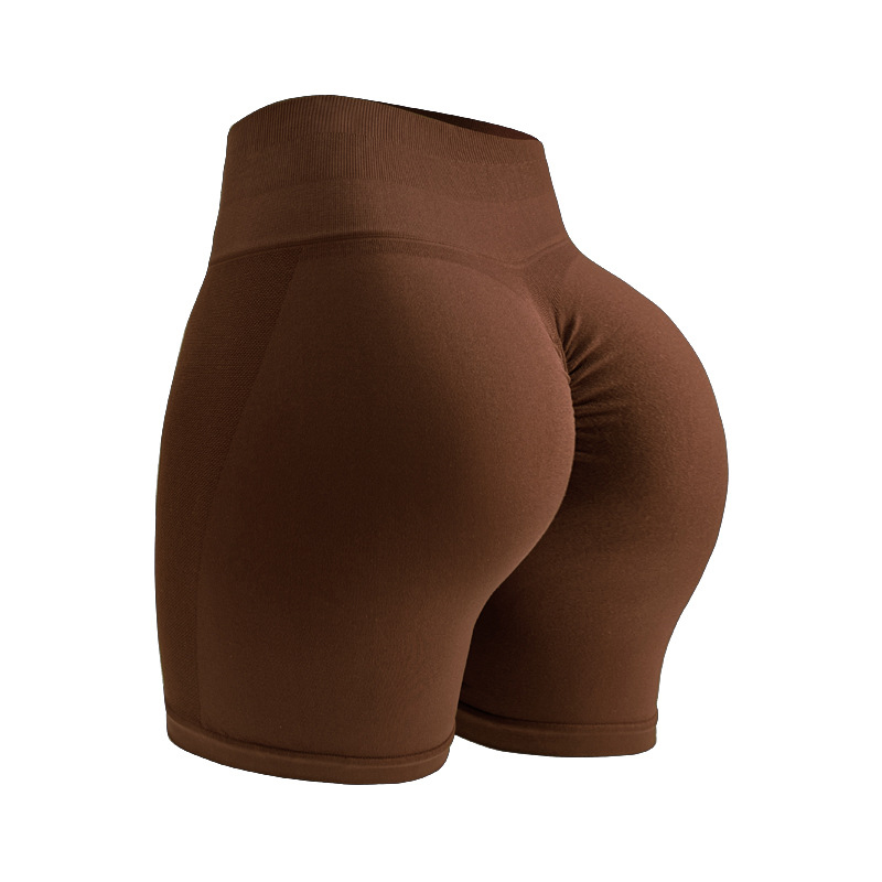 Pantalones cortos de yoga transpirables y sin costuras con cintura alta y agarre antideslizante