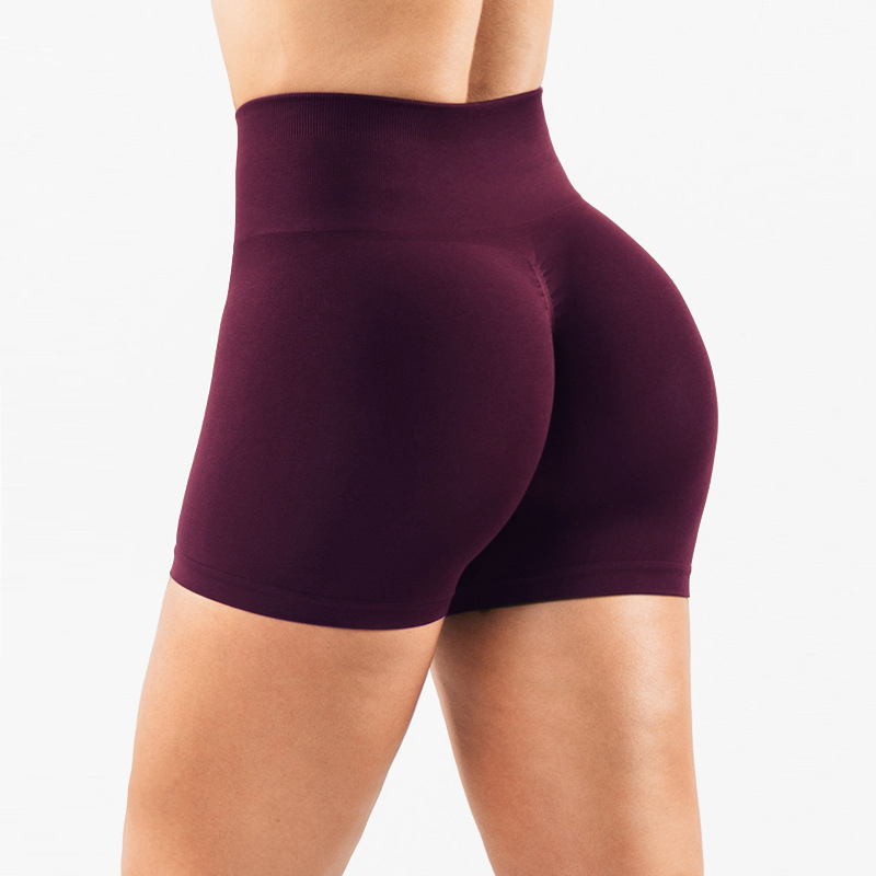Pantalones cortos de yoga transpirables y sin costuras con cintura alta y agarre antideslizante