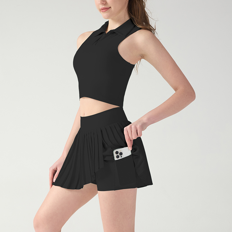 Falda deportiva de tenis de color verde menta con bolsillos laterales Falda deportiva de tenis de color verde menta con bolsillos laterales