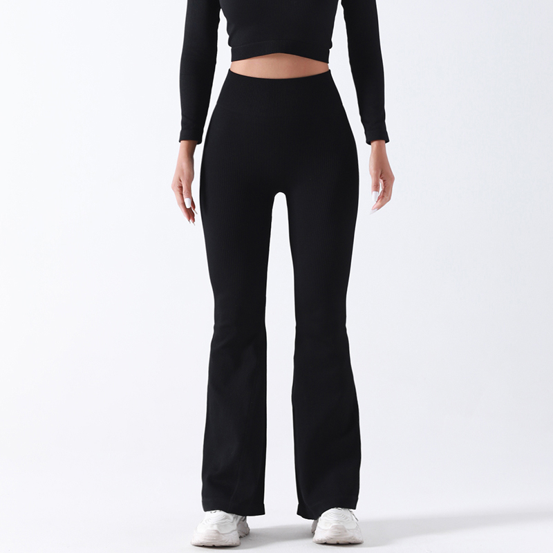 Pantalones acampanados de yoga de cintura alta con control de barriga y comodidad elástica