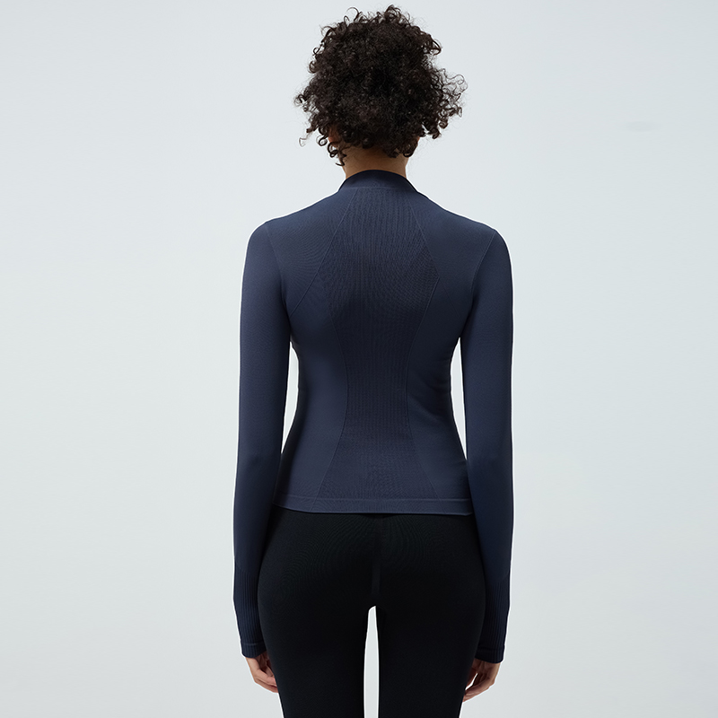 Mangas largas deportivas de alto elástico en azul oscuro para otoño e invierno