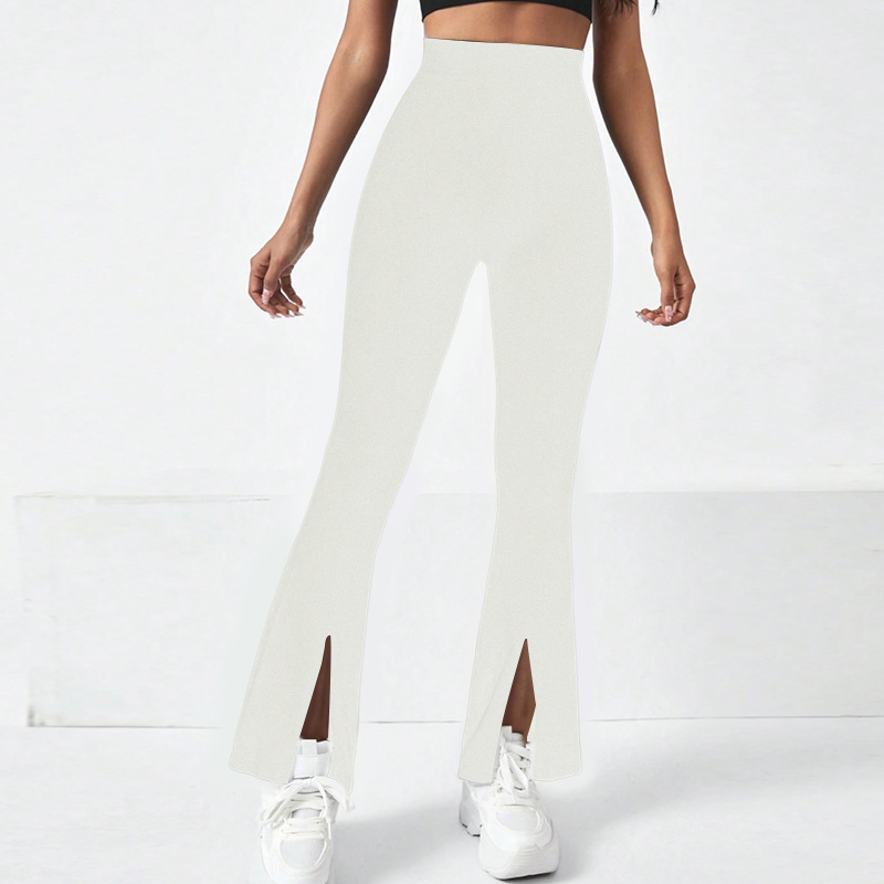 Pantalones acampanados de yoga con abertura ancha para las piernas y soporte para cinturilla esculpida