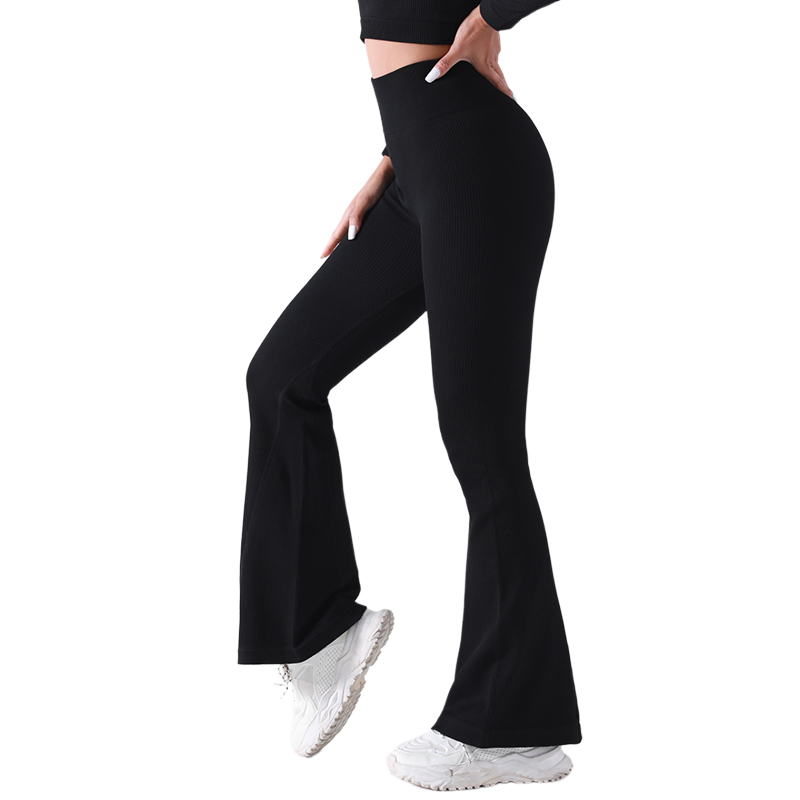 Pantalones acampanados de yoga de cintura alta con control de barriga y comodidad elástica