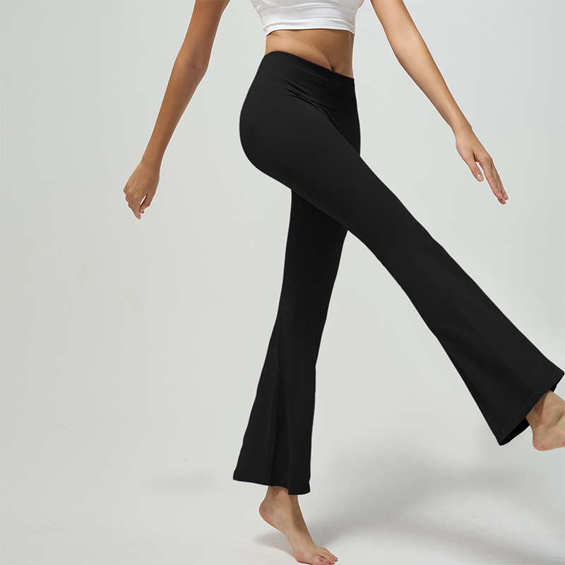 Pantalones acampanados de yoga que absorben la humedad con ajuste curvo