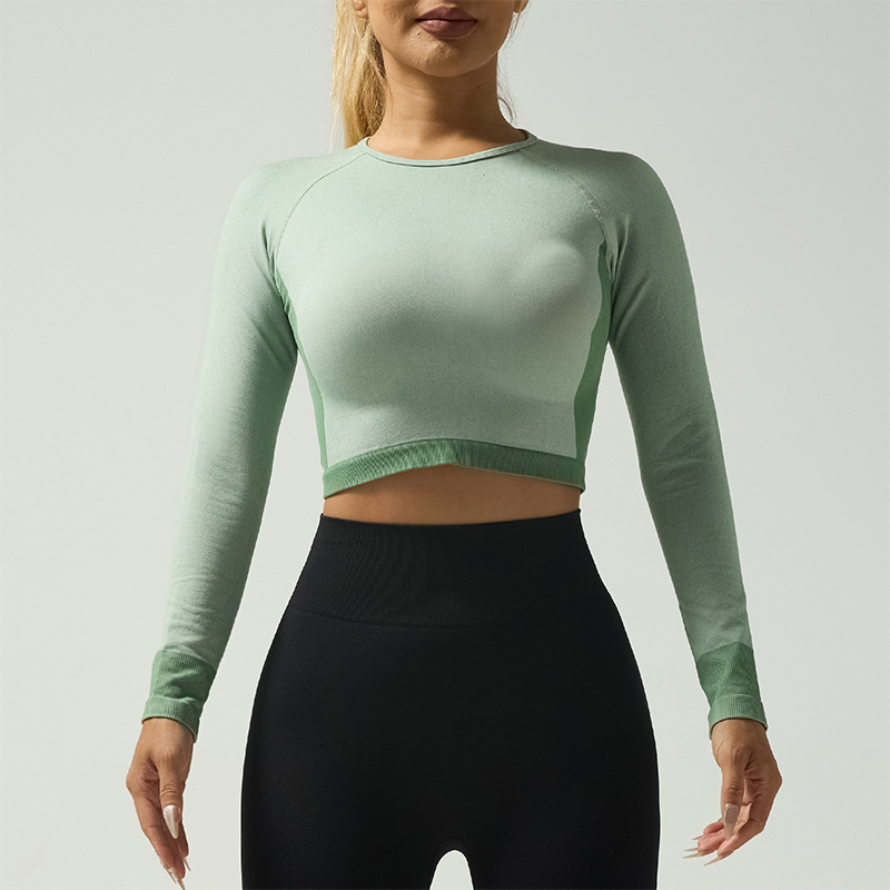 Pantalones largos deportivos ajustados cortos de color verde claro para entrenamiento